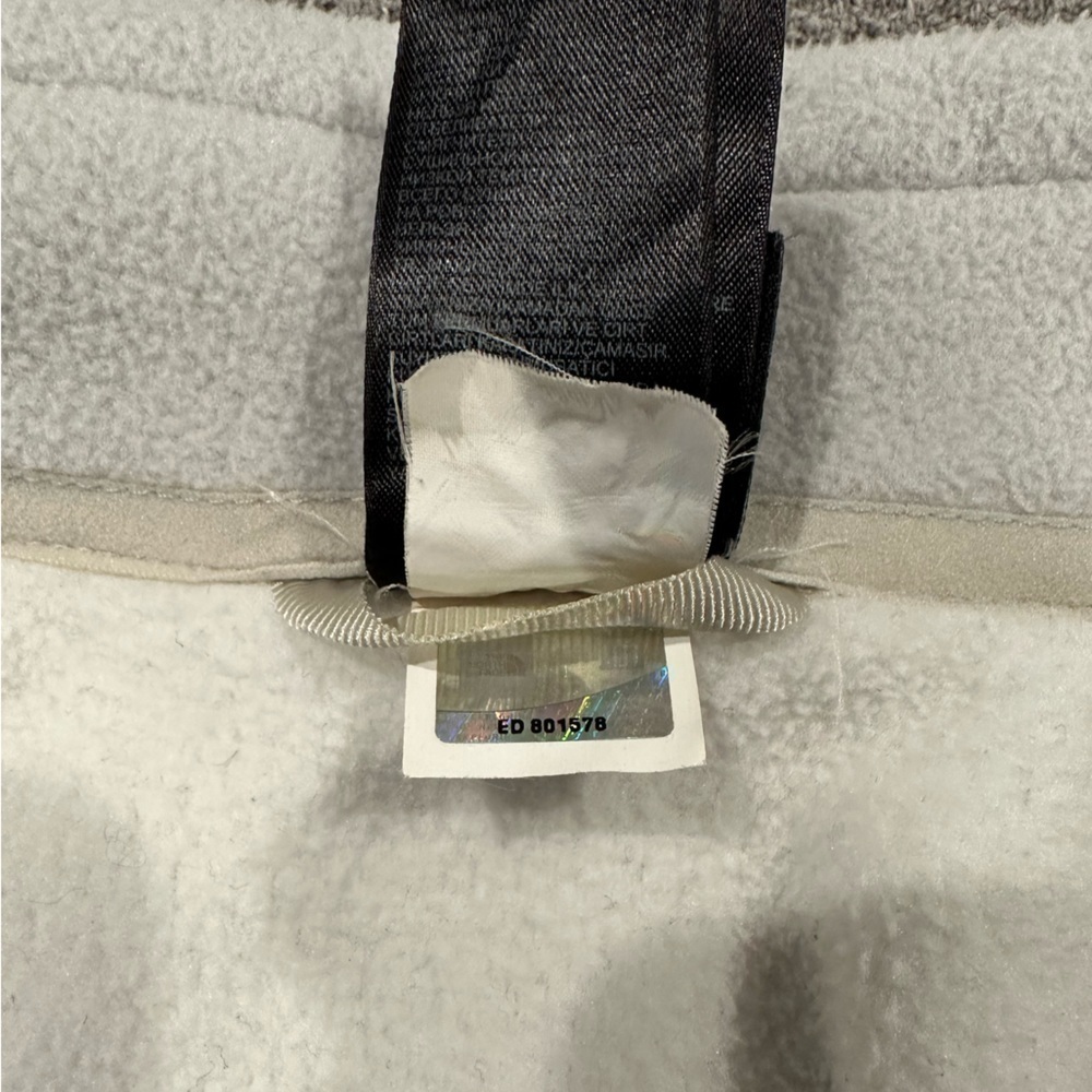 The North Face Womens Khumbu Fleece Jacket White Gray Pockets Toggle Elastic XS - Picture 5 of 8